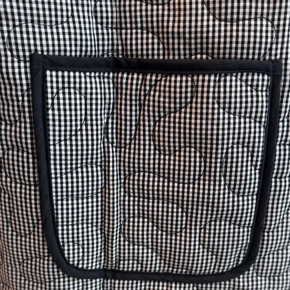 Quilted Gingham Black White Zip-Front Jacket Size L Abstract - Picture 5 of 7